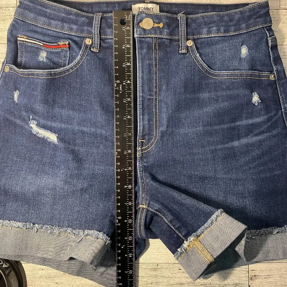Tommy Jeans Distressed Denim Shorts Size 30 With Raw Cuffed‎ Hem
